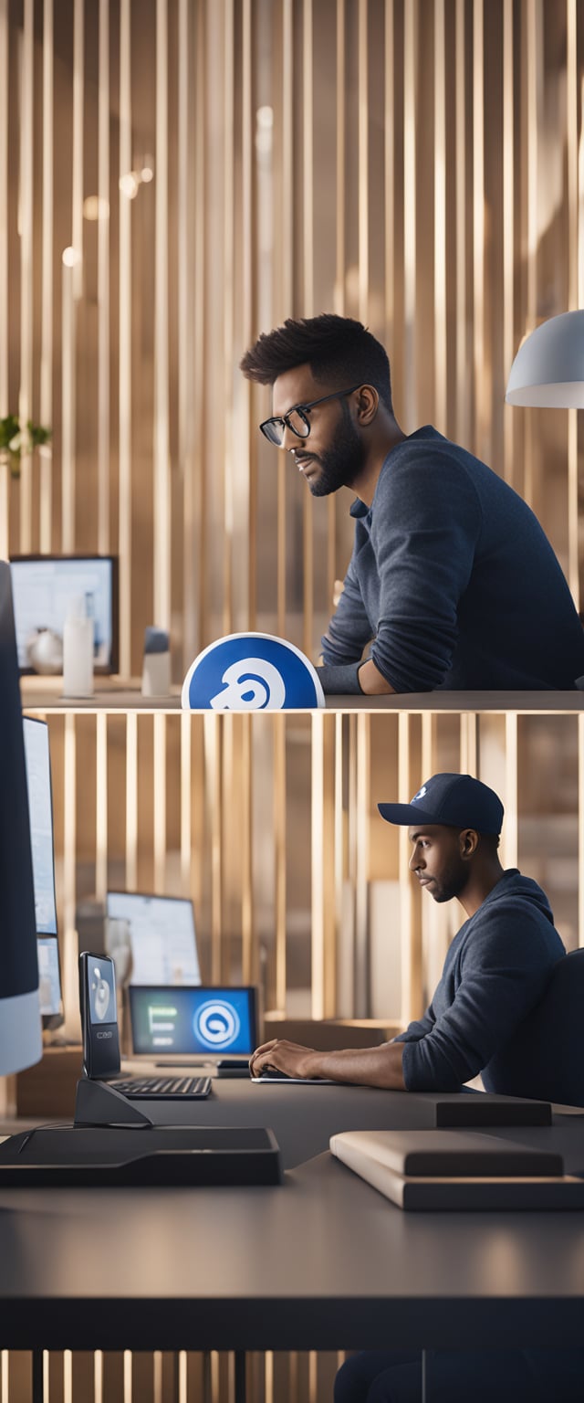 A person holding a phone with an OnStar logo, dialing the cancellation phone number while sitting at a desk
