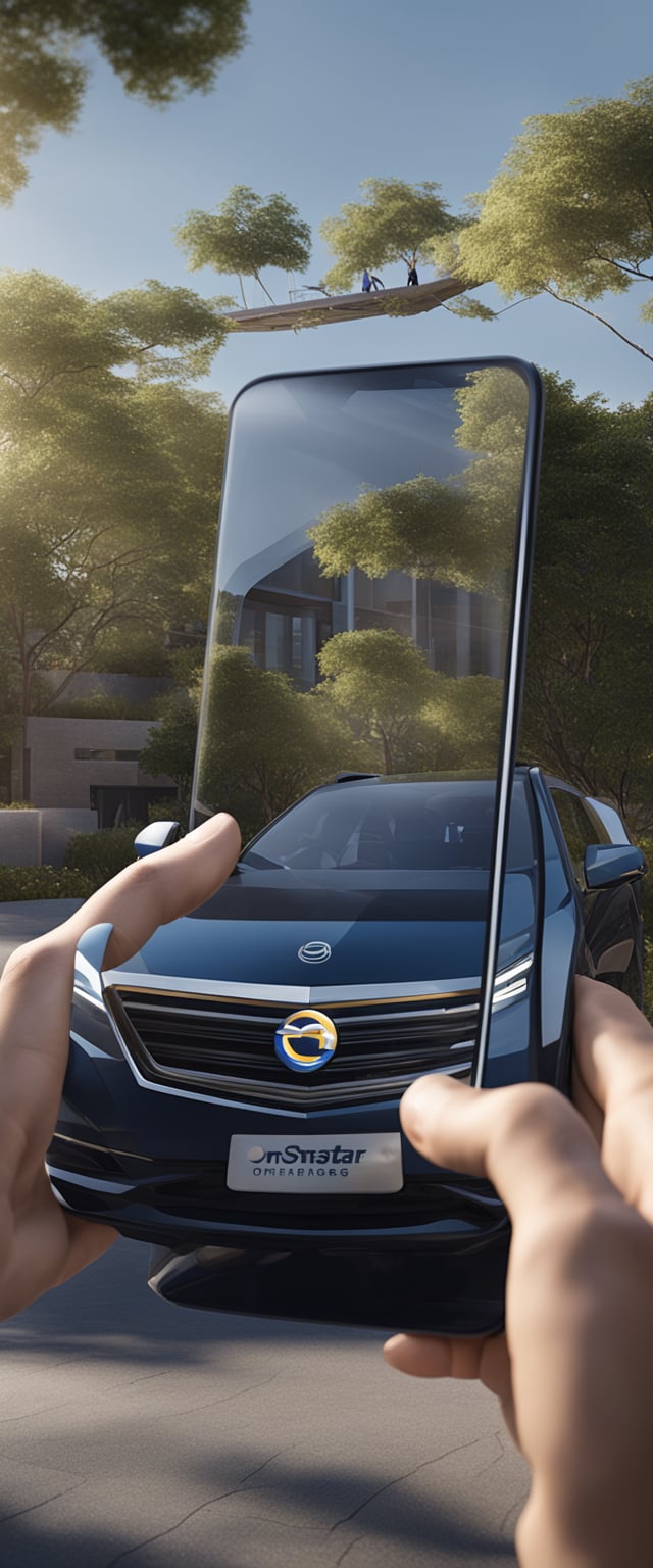 A person holding a phone with the OnStar logo, while another hand dials a phone number