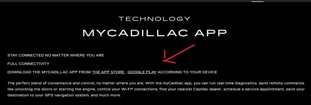 MyCadillac App download link